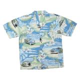 PARADISE STYLE Mens Blue & Green Hawaiian Shirt S Classic Cotton Blend Aloha