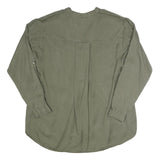 ZARA Womens Green Basic Long Sleeve Button Neck Shirt M Casual Cotton Blend Top