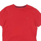 TOMMY HILFIGER Mens Red Classic T-Shirt L Short Sleeve Crew Neck Casual Wear