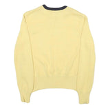 TOMMY HILFIGER Womens Yellow Plain Cotton Blend Jumper Crew Neck Tight Knit L