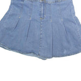 COLOURFUL PLANET Womens Blue Denim Pleated Mini Cotton Blend Skirt M Casual