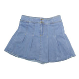 COLOURFUL PLANET Womens Blue Denim Pleated Mini Cotton Blend Skirt M Casual