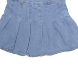 COLOURFUL PLANET Womens Blue Denim Pleated Mini Cotton Blend Skirt M Casual