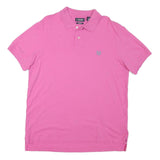 CHAPS Mens Pink Short Sleeve Plain L Polo Shirt Cotton Blend Casual Basic