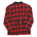 Womens Red & Black Check Button Jacket M Cotton Blend Classic Retro Style
