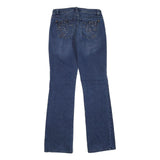 Womens Blue Regular Fit Straight Denim W28 L32 Studded Pocket Zip Closure Jeans