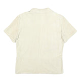 TRUSSARDI Womens Cream Suede Short Sleeve Shirt S Classic Casual Button Front