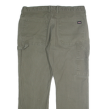 DICKIES Mens Jeans Beige Regular Straight Denim W36 L30 Cotton Blend Zip