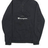 CHAMPION Mens Black Pullover Hoodie S Cotton Blend Zip Pocket Logo