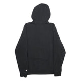 CHAMPION Mens Black Pullover Hoodie S Cotton Blend Zip Pocket Logo