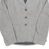 Womens Grey Plain Tailored Jacket S Polyester Blend Button Closure Formal