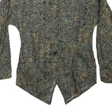 Womens Green Printed Cotton Blend Button Shirt Long Sleeve Round Neck M Stylish