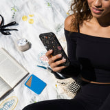 Black Galactic Glow iPhone 11 Pro Case - Lifestyle photo showing phone case in use