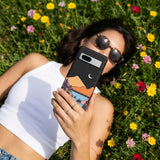 Black Night Trails Google Pixel 7a Case - Lifestyle photo showing phone case in use