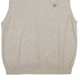 CHAPS Mens Beige Cotton Blend Plain V Neck Basic Knit XL Sleeveless Jumper Vest