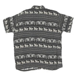 Mens Black & Cream Printed Cotton Blend Shirt M Elephant Pattern Casual Short