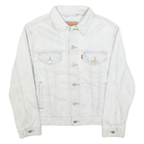 LEVI'S Womens Blue Denim Jacket M Cotton Button Floral Embroidered Casual