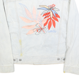 LEVI'S Womens Blue Denim Jacket M Cotton Button Floral Embroidered Casual