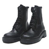 CHARLES & KEITH Womens Lace-Up Ankle Boots Leather UK 4 Black Warm Lined Chunky