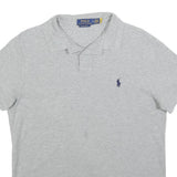 POLO RALPH LAUREN Mens Grey Short Sleeve Plain L Cotton Blend Polo Shirt