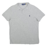 POLO RALPH LAUREN Mens Grey Short Sleeve Plain L Cotton Blend Polo Shirt