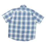 WRANGLER Mens Blue & White Check Shirt XL Cotton Blend Short Sleeve Casual