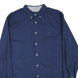 TOMMY HILFIGER Mens Blue Shirt XL Button Down Logo Casual Classic Cotton Blend