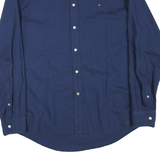 TOMMY HILFIGER Mens Blue Shirt XL Button Down Logo Casual Classic Cotton Blend