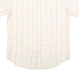 CAPE COD Mens Cream & Blue Checked Polyester Shirt M Casual Summer Short Sleeve