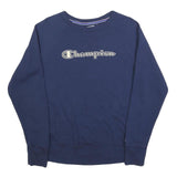 CHAMPION Mens Navy Blue Cotton Blend Crew Neck M Sweatshirt Pullover Logo