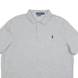 POLO RALPH LAUREN Mens Grey Short Sleeve Plain XL Cotton Blend Polo Shirt
