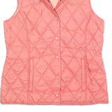 ROPER Womens Pink Quilted Sleeveless Jacket M Polyester Blend Button Front