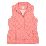 ROPER Womens Pink Quilted Sleeveless Jacket M Polyester Blend Button Front