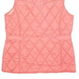 ROPER Womens Pink Quilted Sleeveless Jacket M Polyester Blend Button Front