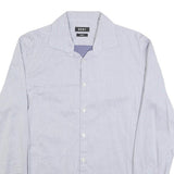 DKNY Mens Blue Cotton Blend Slim Fit Shirt M Stylish Button Down Long Sleeve