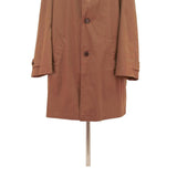 Mens Brown Button Cotton Blend Classic Jacket L Plain Button Closure
