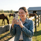 London Fog Vintage Gallop Samsung Galaxy S25 Case - Lifestyle photo showing phone case in use