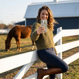 London Fog Equine iPhone 15 Case - Lifestyle photo showing phone case in use
