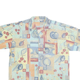 MODE MONSIEUR Mens Blue Beige Pattern Shirt XL Casual Short Sleeve Summer Style