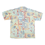 MODE MONSIEUR Mens Blue Beige Pattern Shirt XL Casual Short Sleeve Summer Style