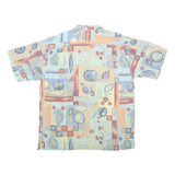 MODE MONSIEUR Mens Blue Beige Pattern Shirt XL Casual Short Sleeve Summer Style