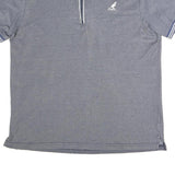 KANGOL Mens Blue Polo Shirt L Cotton Blend Zip Collar Short Sleeve Casual