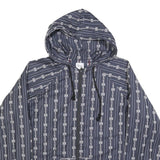 JENNI Womens Blue Patterned Zip Hoodie L Cotton Blend Casual Everyday Wear