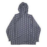 JENNI Womens Blue Patterned Zip Hoodie L Cotton Blend Casual Everyday Wear