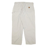 CARHARTT Mens Relaxed Beige Cotton Blend Zip Trousers W36 L28 Casual Workwear