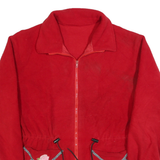 Womens Red Floral Embroidered Polyester Jacket L Zip Plain Casual Outerwear