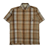 Dickies Checked Short Sleeve Shirt - Small Beige Cotton