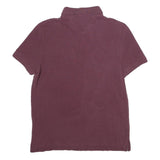 TOMMY HILFIGER Mens Maroon Short Sleeve Polo Shirt M Cotton Casual Basic