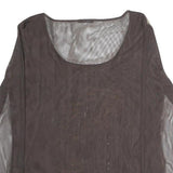 MARELLA Womens Brown Printed Striped Top Long Sleeve Round Neck XL Mesh Zip