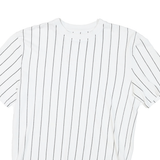KARL KANI Mens White & Black Pinstripe Modern T-Shirt S Short Sleeve Crew Neck